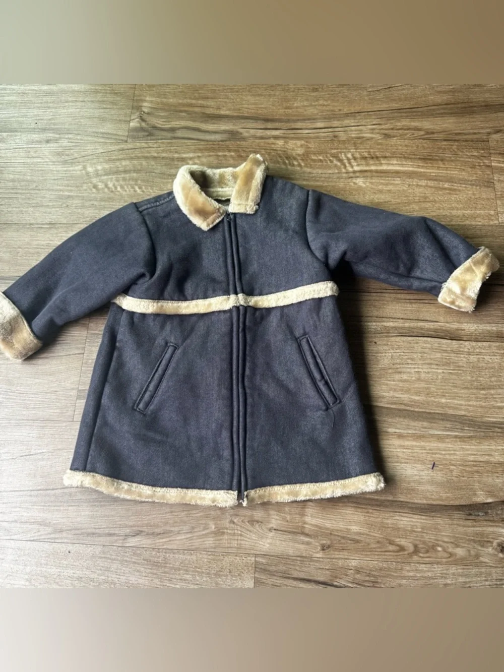 BABY GAP EUC Faux Fur Lined Denim Coat Jacket Shearling Girls 18-24 months